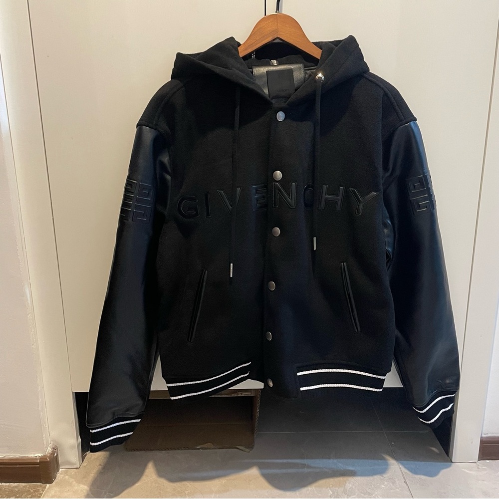 Givenchy Black Hooded Varsity Jacket